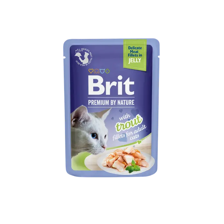 Brit Premium Cat Delicate Trout Fillets in Jelly - пауч за котки с филенца от пъстърва в желе, 5 бр. х 85 гр.