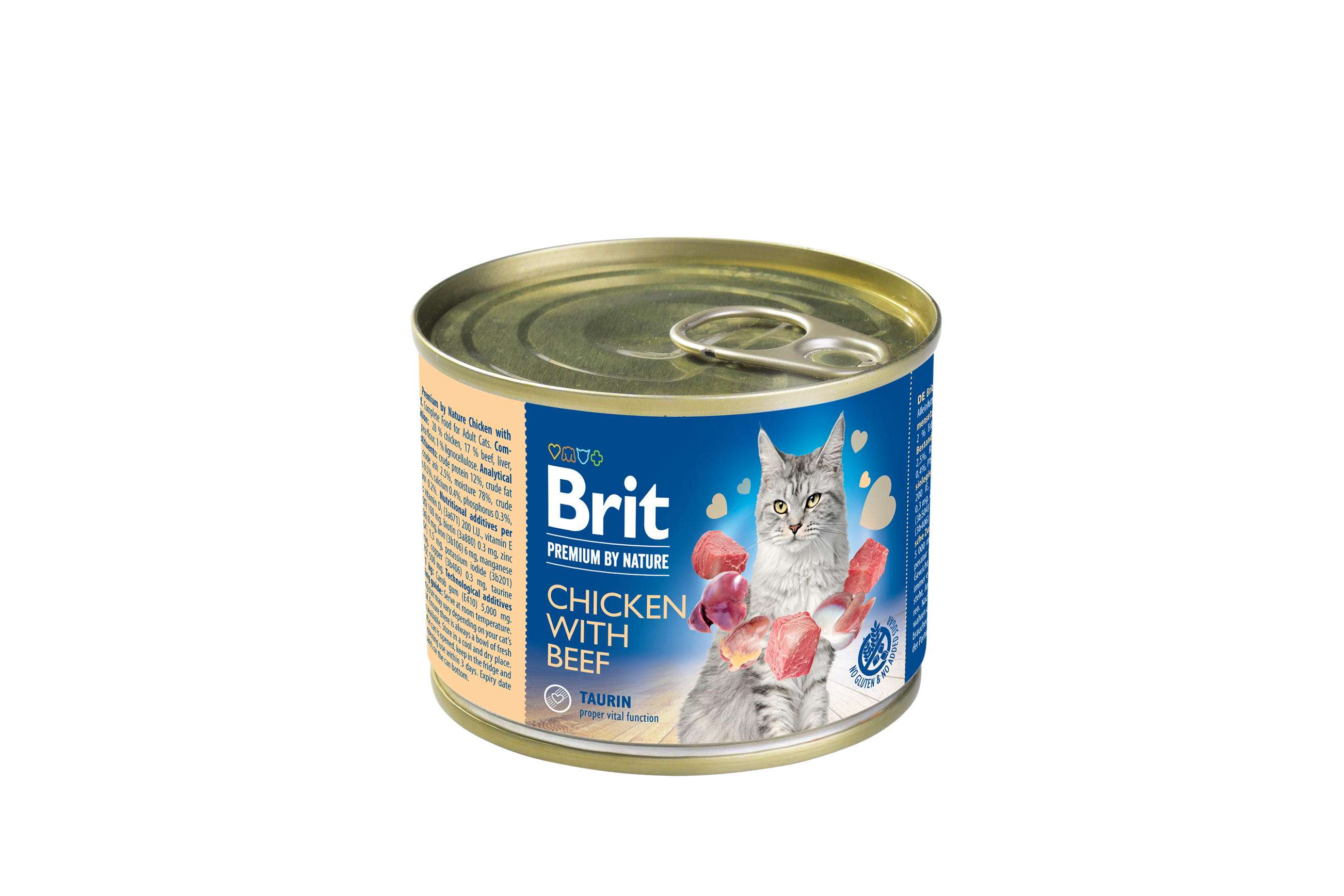 Brit Premium by Nature Cat Chicken Beef - консерва за котки с пиле и говеждо