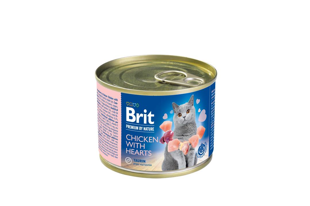 Brit Premium by Nature Cat Chicken with Hearts - консерва за котки с пиле и сърца