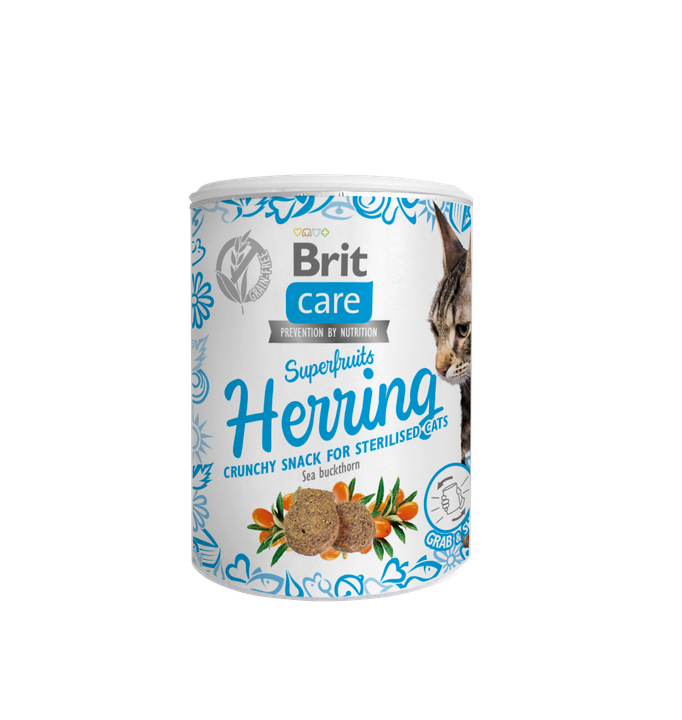 Brit Care Cat Snack Superfruits Herring - лакомство за котки с херинга и морски зърнастец