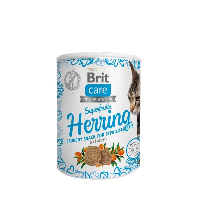 Brit Care Cat Snack Superfruits Herring - лакомство за котки с херинга и морски зърнастец
