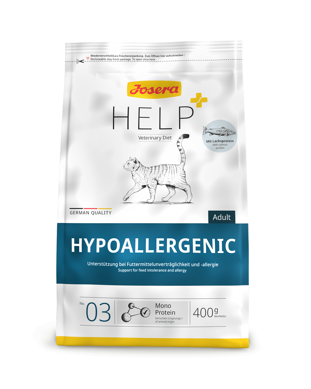 Josera Help Cat Hypoallergenic - диетична храна без зърнени съставки за котки с хранителна непоносимост и хранителни алергии