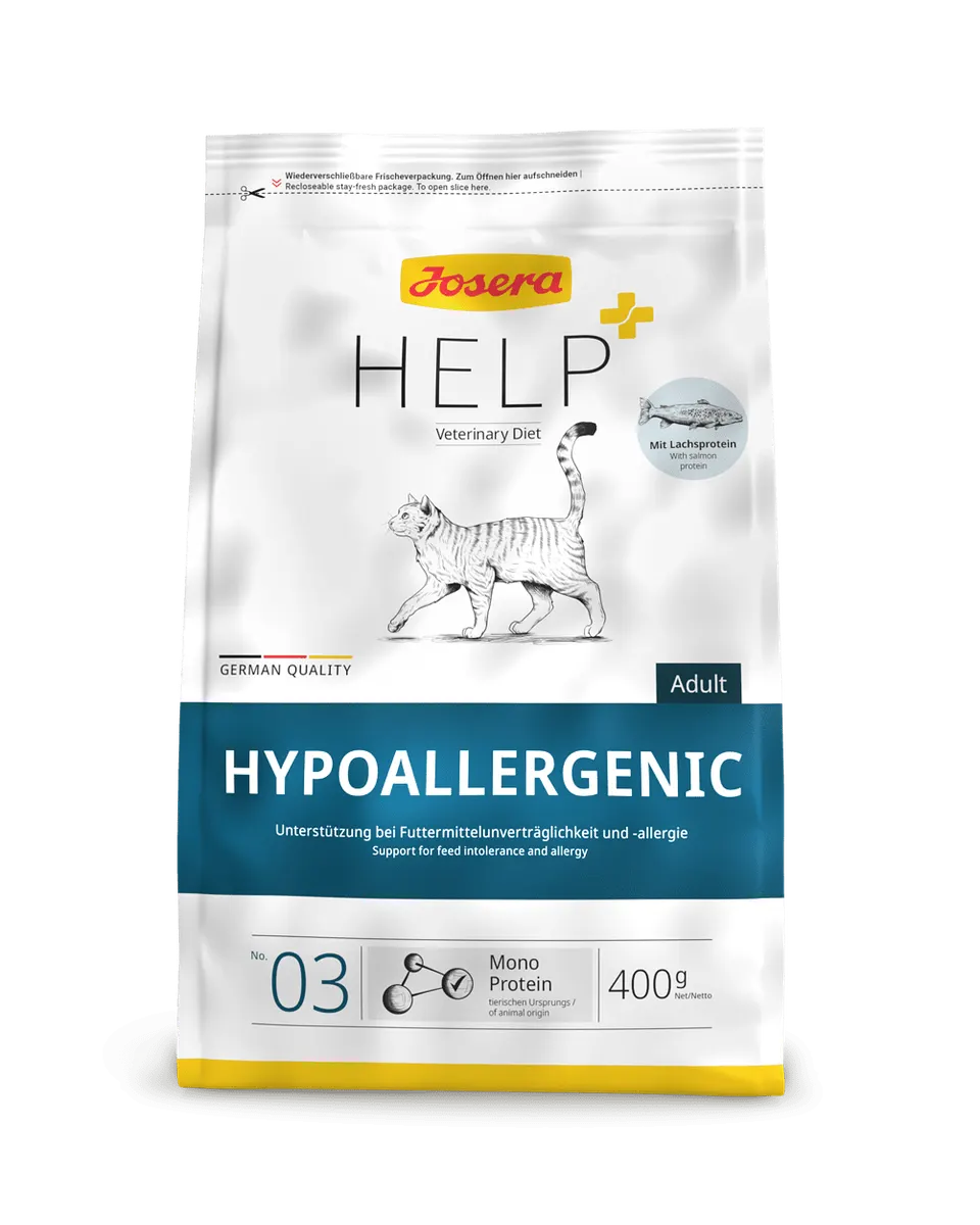 Josera Help Cat Hypoallergenic - диетична храна без зърнени съставки за котки с хранителна непоносимост и хранителни алергии