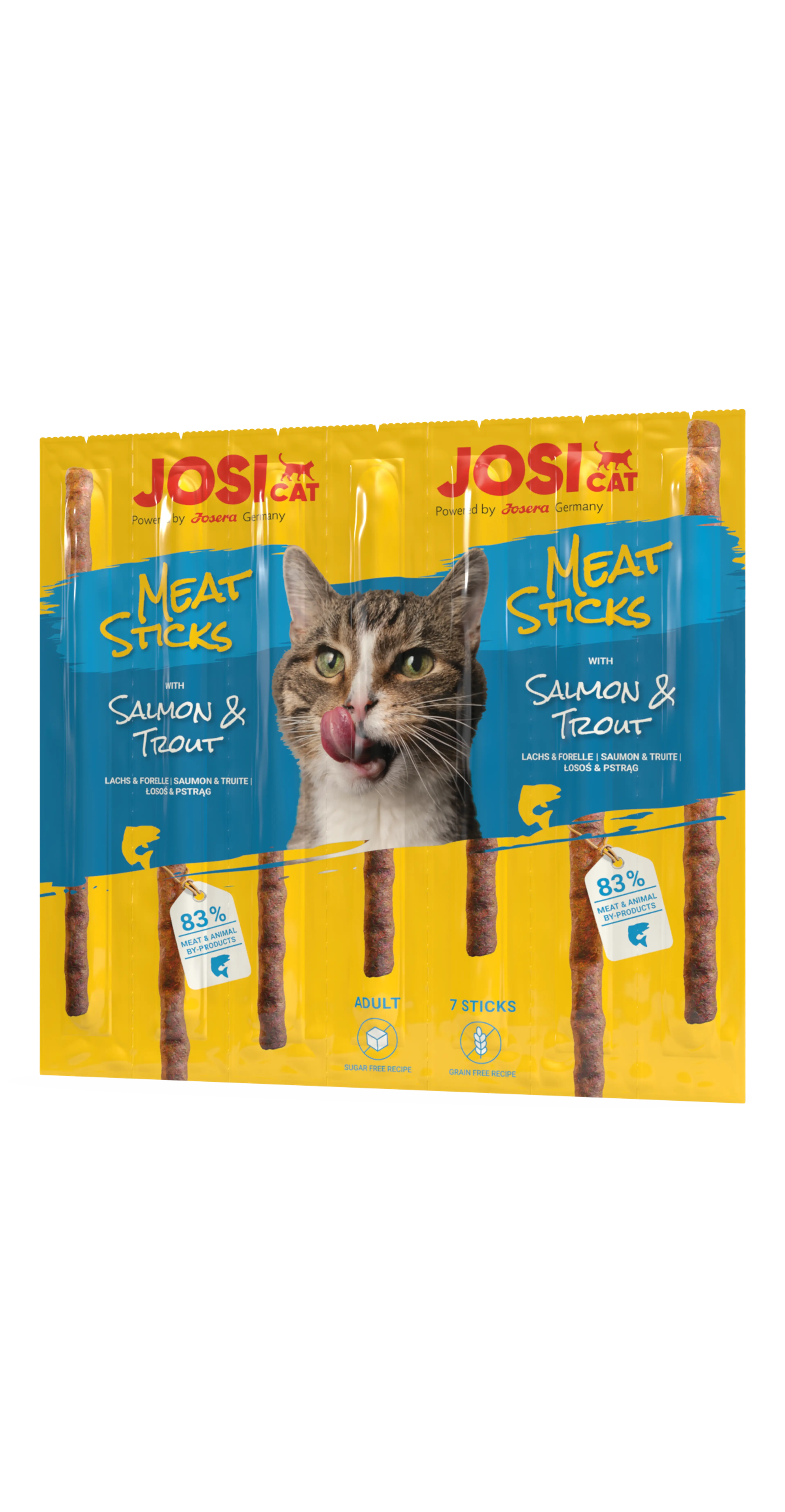 JosiCat Meat Sticks Salmon Trout - меки пръчици за котки със сьомга и пъстърва, 7 бр. х 35 гр.