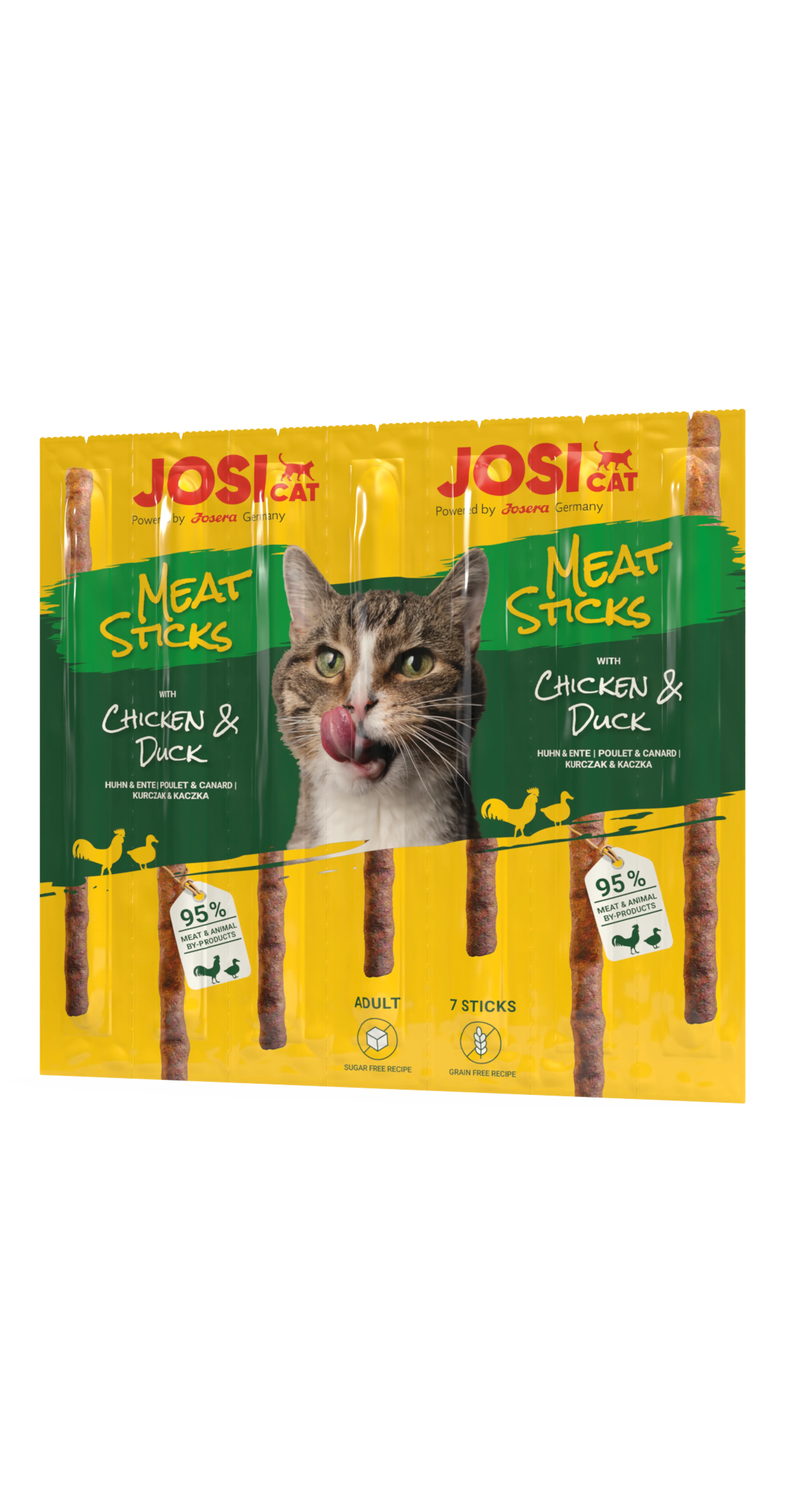 JosiCat Meat Sticks Chicken Duck - меки пръчици за котки с пилешко и патешко месо, 7 бр. х 35 гр.