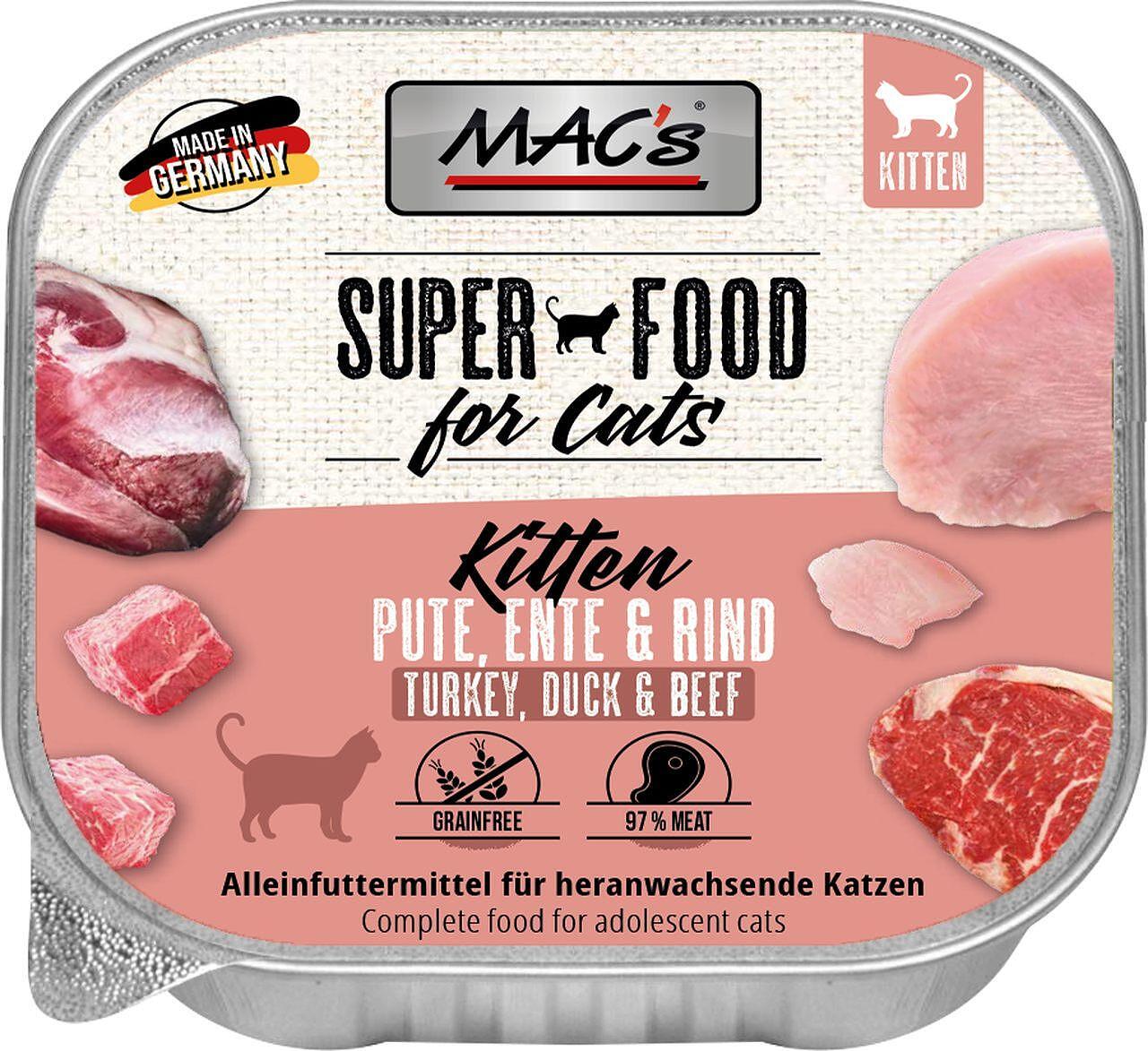 Mac's s Kitten Turkey Duck Beef - пастет за подрастващи котки с пуйка, патица и телешко месо