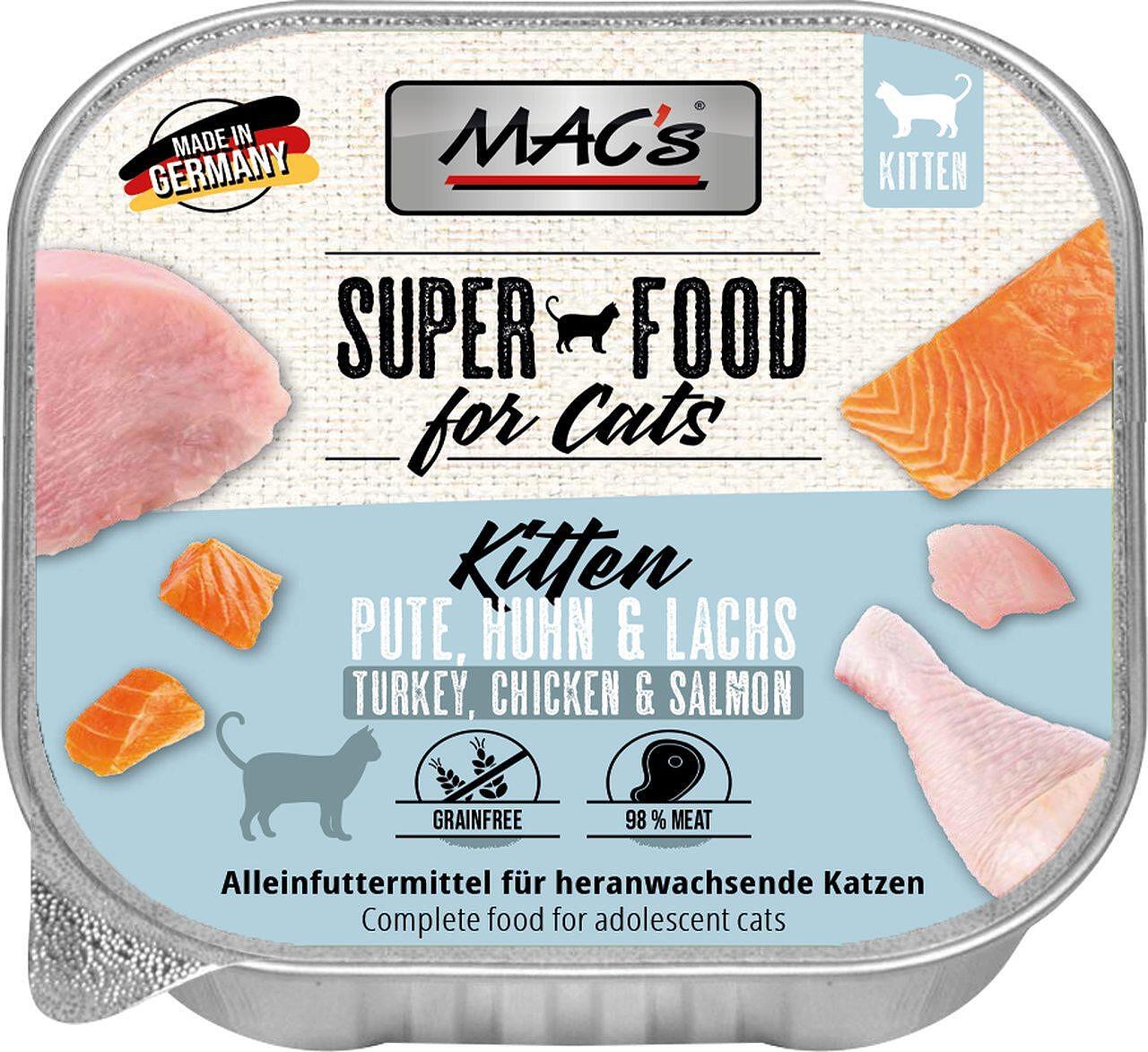 Mac's s Kitten Turkey Chicken Salmon - пастет за подрастващи котки с пуйка, пиле и сьомга