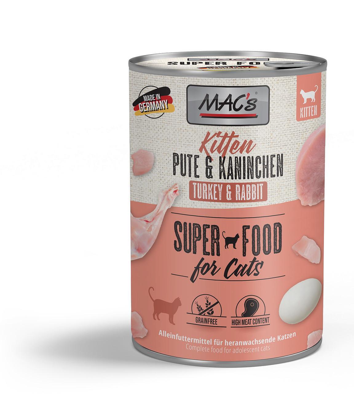 Mac's s Kitten Turkey Rabbit - храна за подрастващи котки с пуйка и заек, 5 бр. х 200 гр.