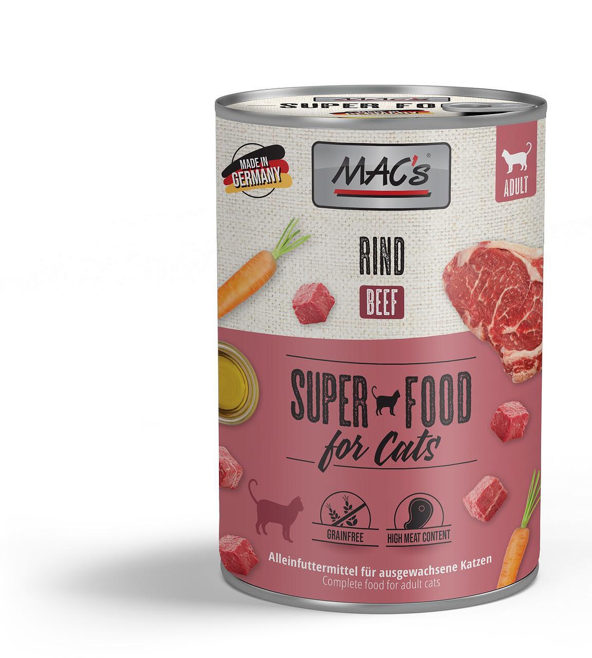 Mac's s Cat Adult Beef Carrots - храна за котки с говеждо и моркови, 5 бр. х 200 гр.