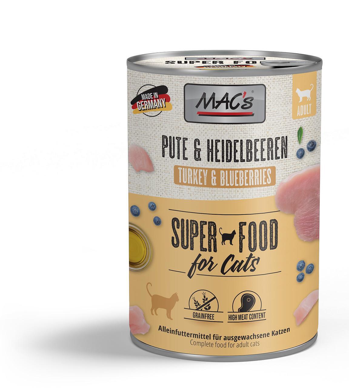Mac's s Cat Adult Turkey Cranberry - храна за котки с пуйка и боровинки, 5 бр. х 200 гр.