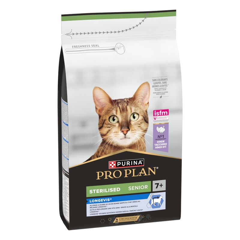 Purina Pro Plan Sterilised Senior 7+ Longevis Turkey - храна за кастрирани възрастни котки над 7 години, с пуйка
