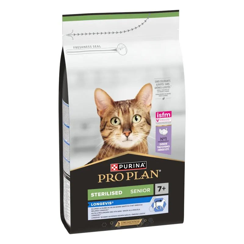 Purina Pro Plan Sterilised Senior 7+ Longevis Turkey - храна за кастрирани възрастни котки над 7 години, с пуйка