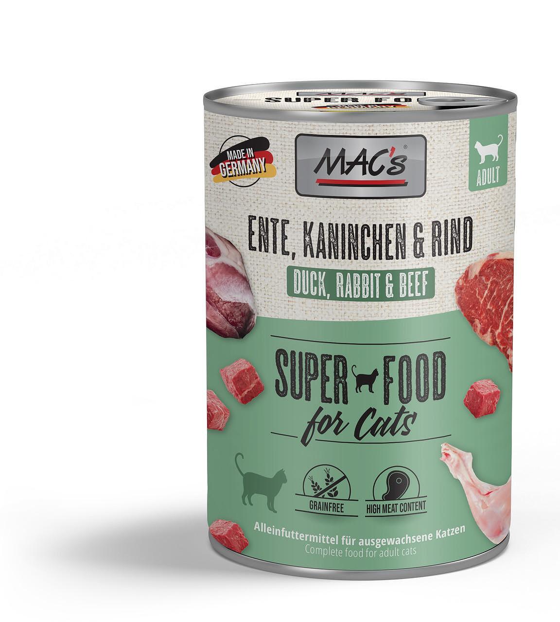 Mac's s Cat Adult Duck Rabbit Beef - храна за котки с патица, заек и говеждо месо, 5 бр. х 200 гр.