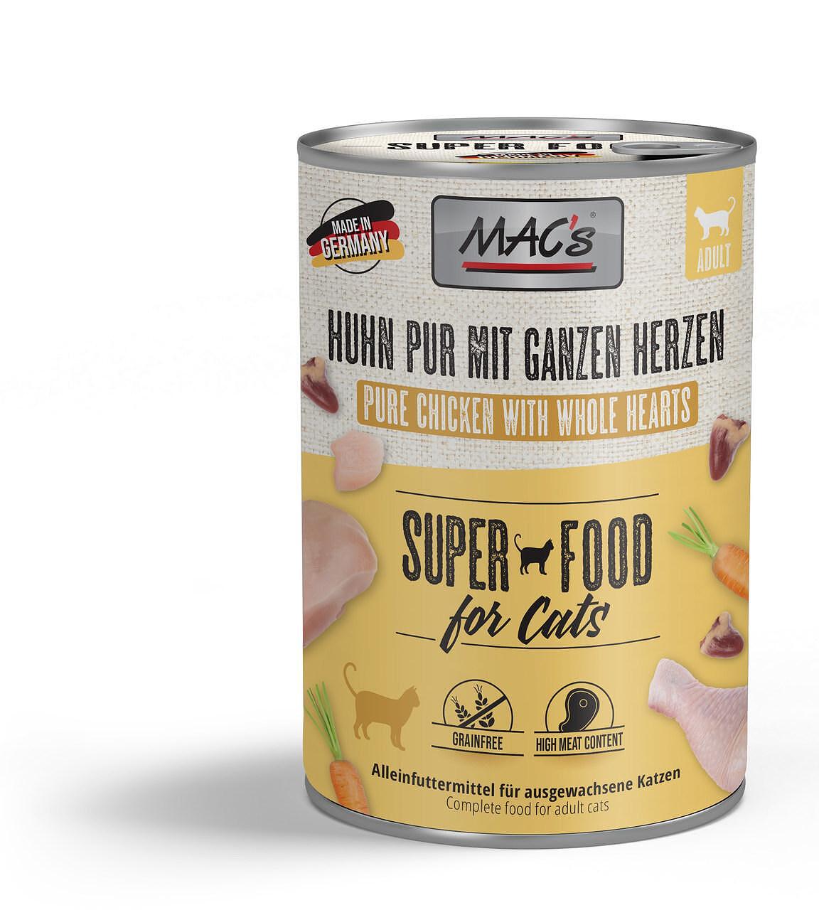 Mac's s Cat Adult Pure Chicken with Whole Hearts - храна за котки с чисто пилешко месо и цели пилешки сърца, 5 бр. х 200 гр.