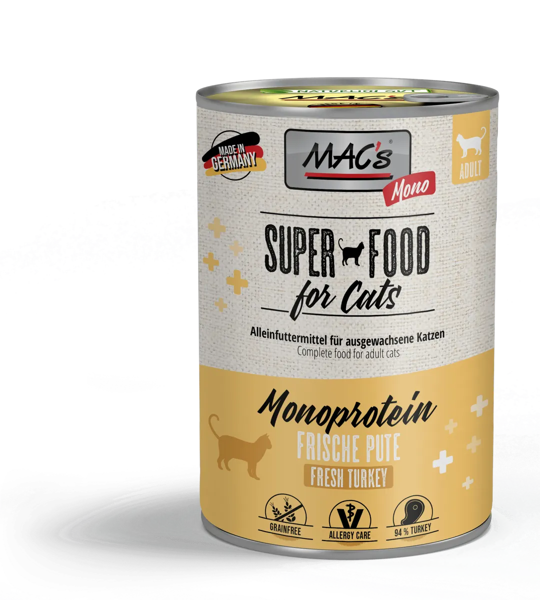 Mac's s Cat Monoprotein Turkey Carrots - храна за капризни и чувствителни котки с пуйка и моркови