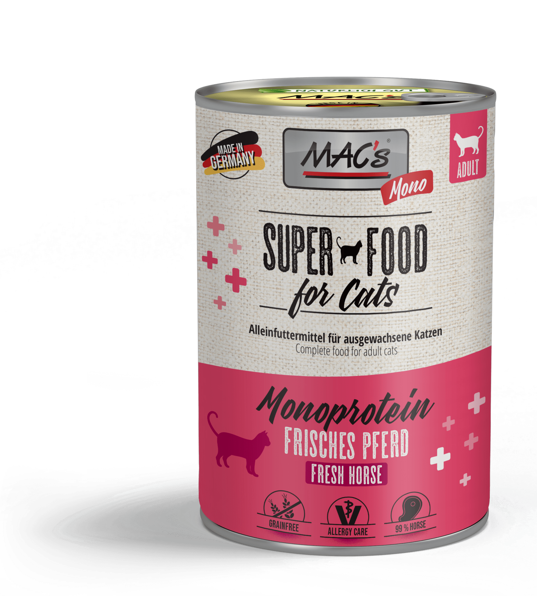 Mac's s Cat Adult Monoprotein Horse - храна за чувствителни котки с 99% конско месо, 5 бр. х 200 гр.