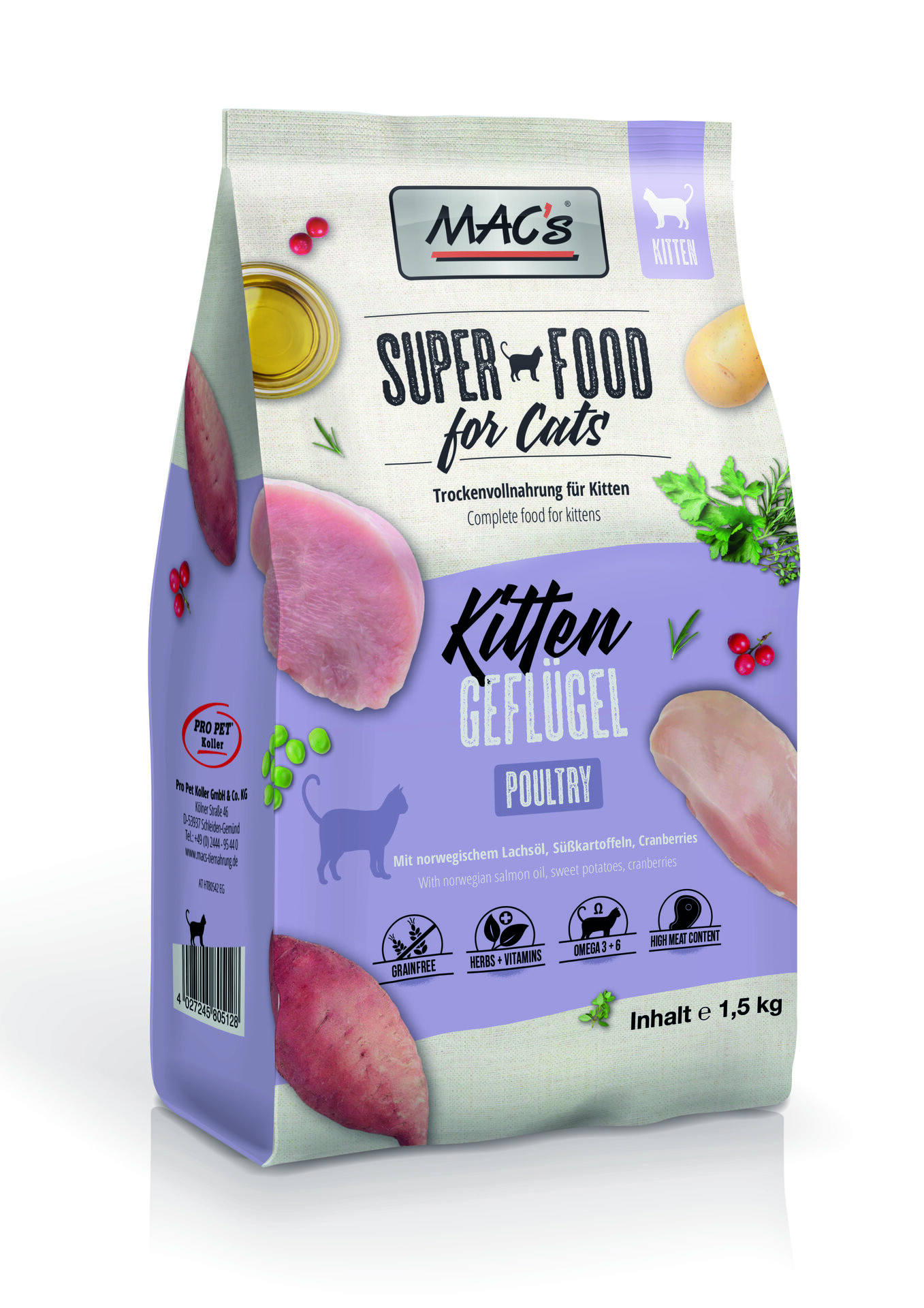 Mac's s Kitten - храна за подрастващи котки с пиле, скариди и норвежка сьомга