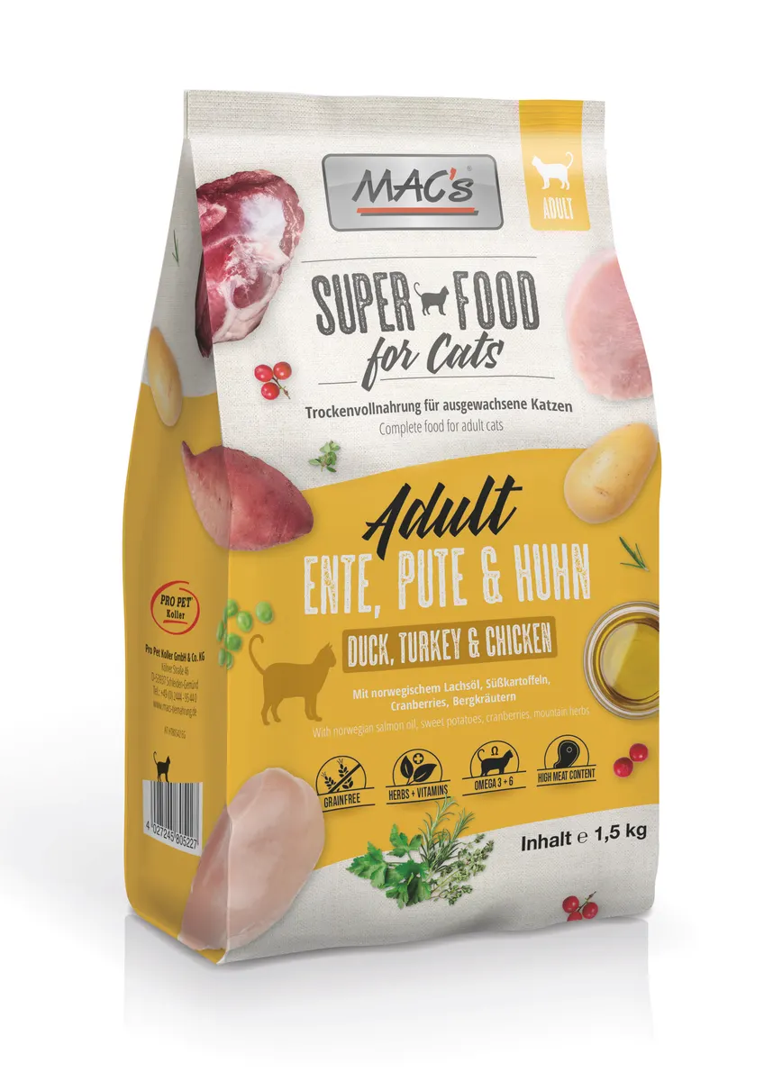 Mac's s Cat Adult Duck Turkey Chicken - храна за израстнали котки с патица, пуйка и пиле