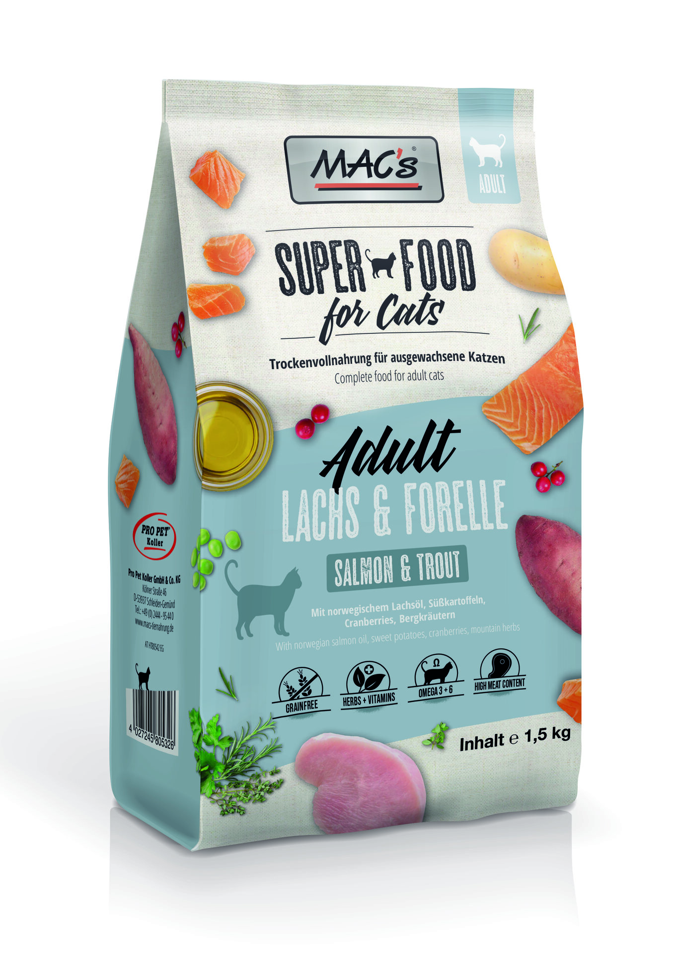 Mac's s Cat Adult Salmon Trout - храна за израстнали котки със сьомга и пъстърва