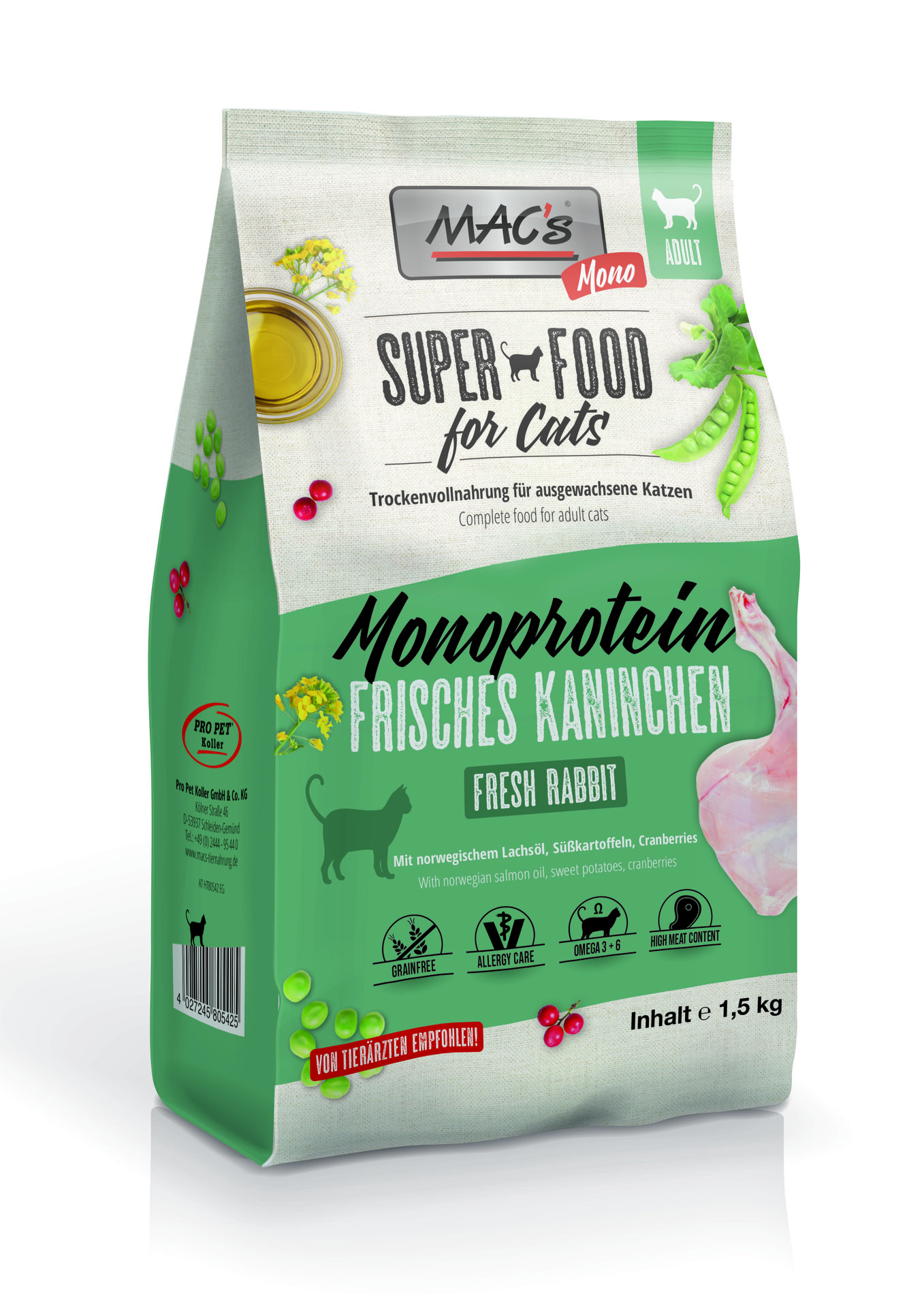 Mac's s Cat Monoprotein Rabbit - храна за капризни и чувствителни котки със заек