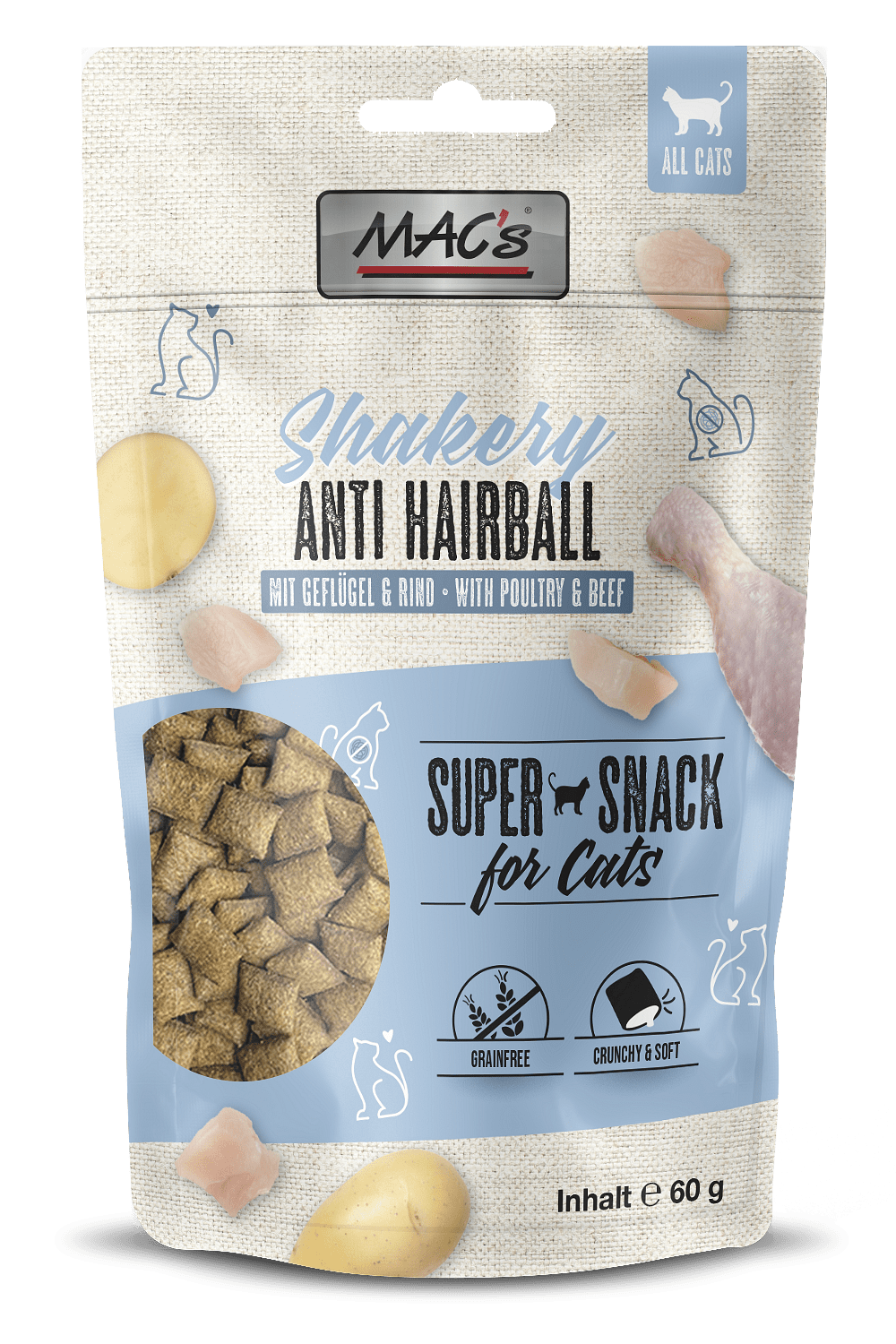 Mac's s Cat Adult Shakery Hairball - лакомство за израснали котки против космени топки