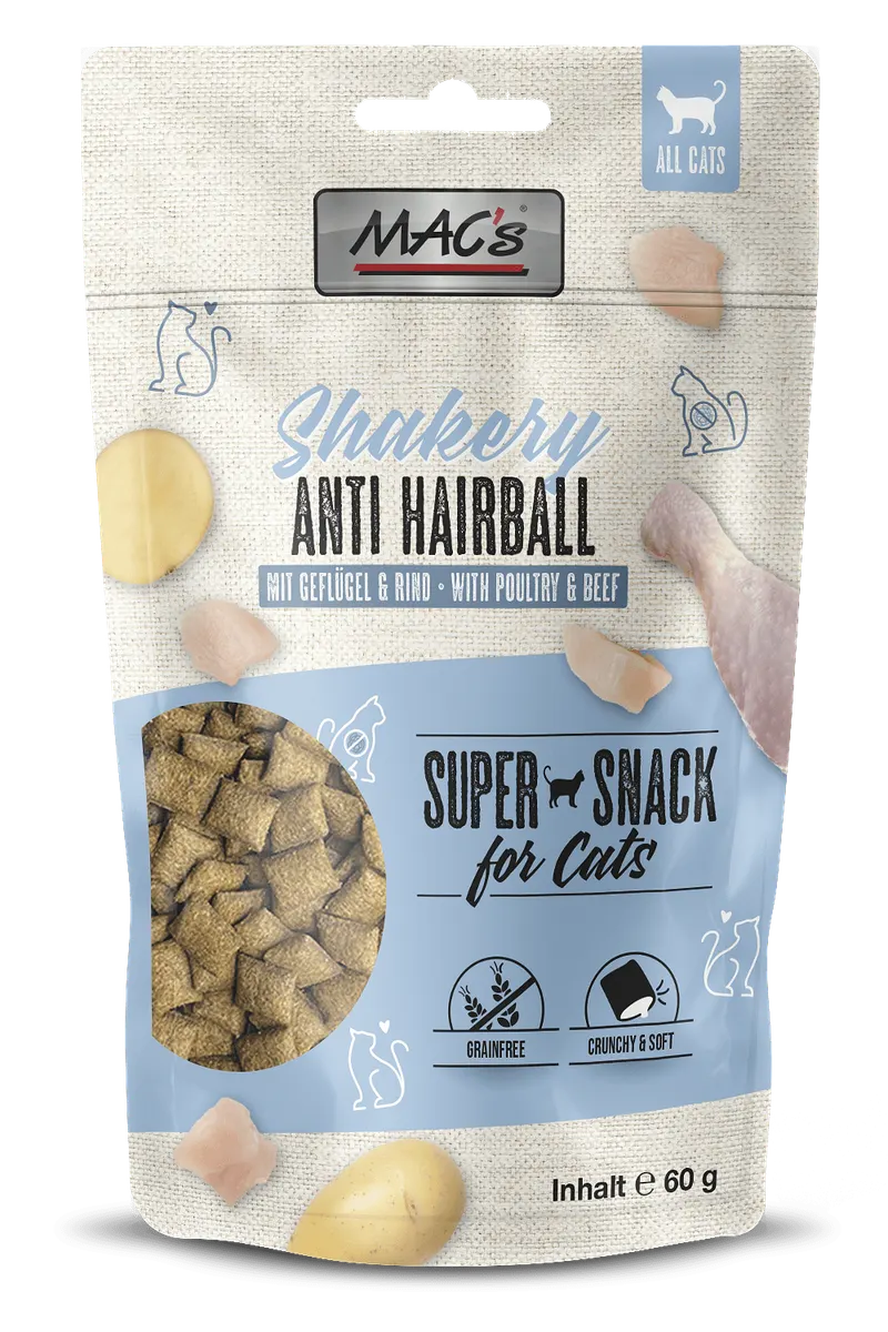 Mac's s Cat Adult Shakery Hairball - лакомство за израснали котки против космени топки
