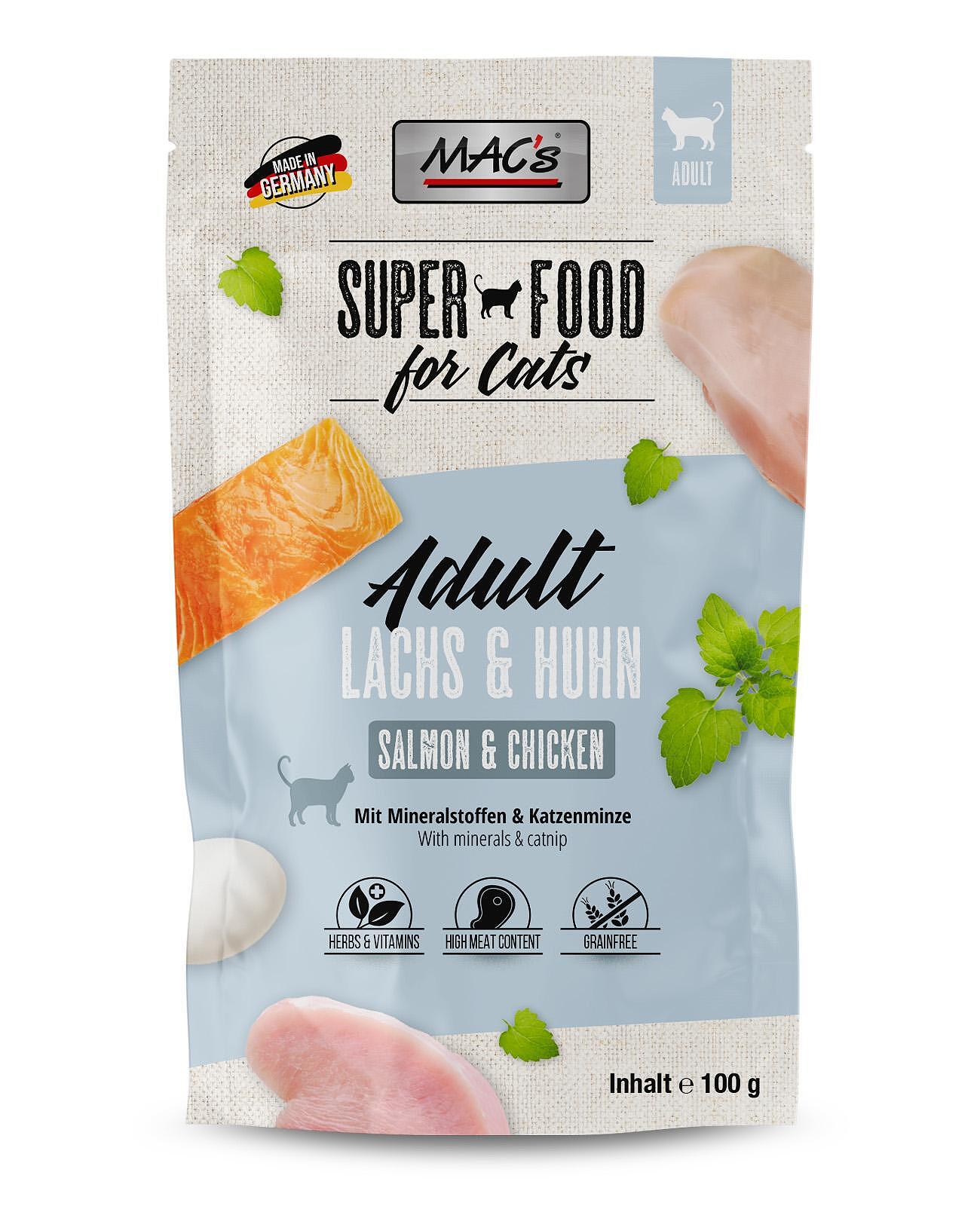 Mac's s Cat Adult Salmon Chicken - пауч за израснали котки със сьомга и пиле