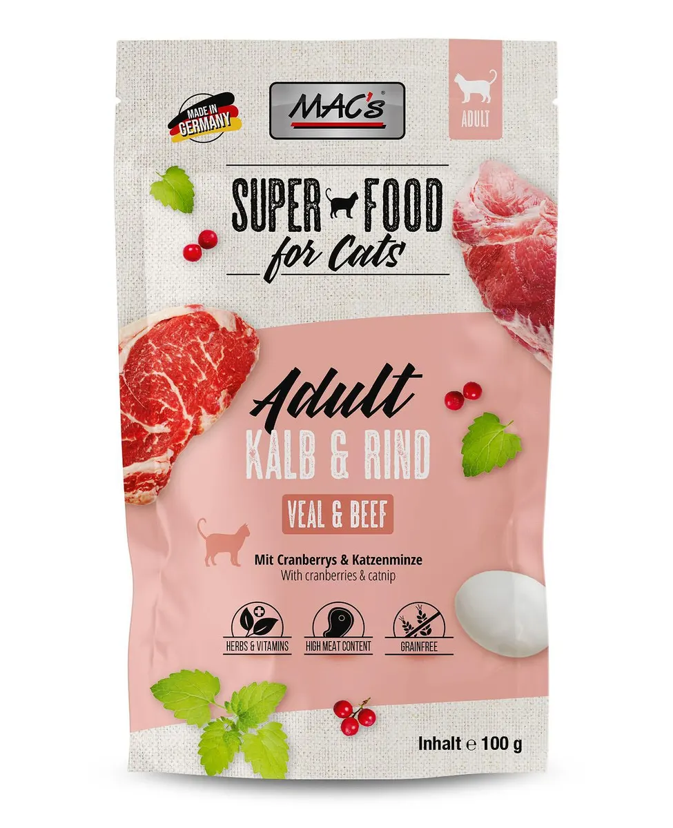 Mac's s Cat Adult Beef Cranberry - пауч за израснали котки с говеждо и червени боровинки