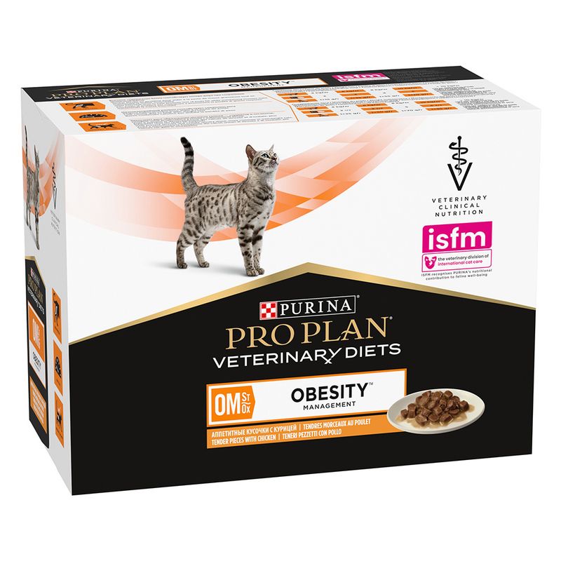 Purina Pro Plan Veterinary Diets Feline OM ST/OX Obesity Management - консерва за котки с наднормено тегло, с пиле