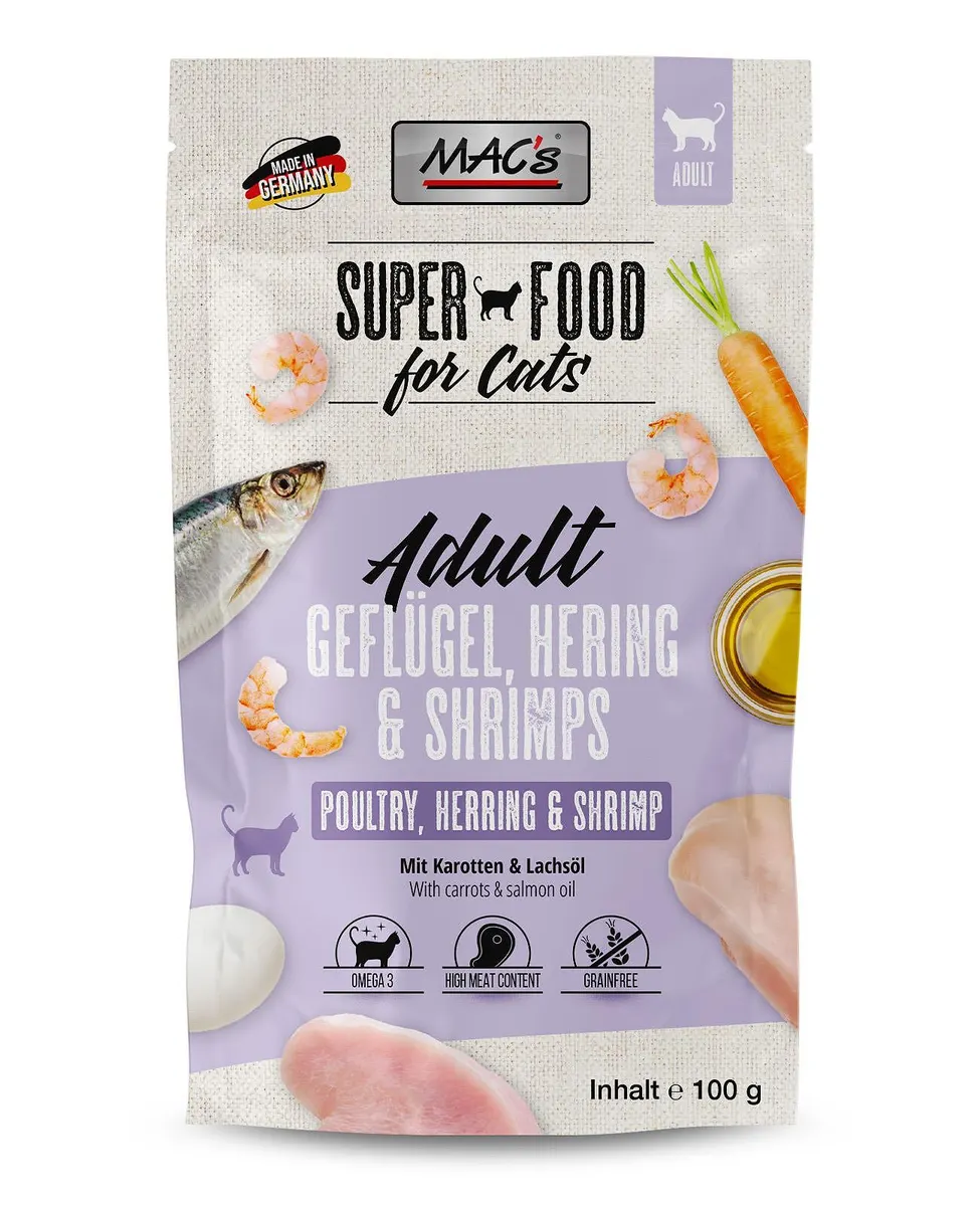Mac's s Cat Adult Poultry Herring Shrimp - пауч за израснали котки с пиле, херинга и скариди
