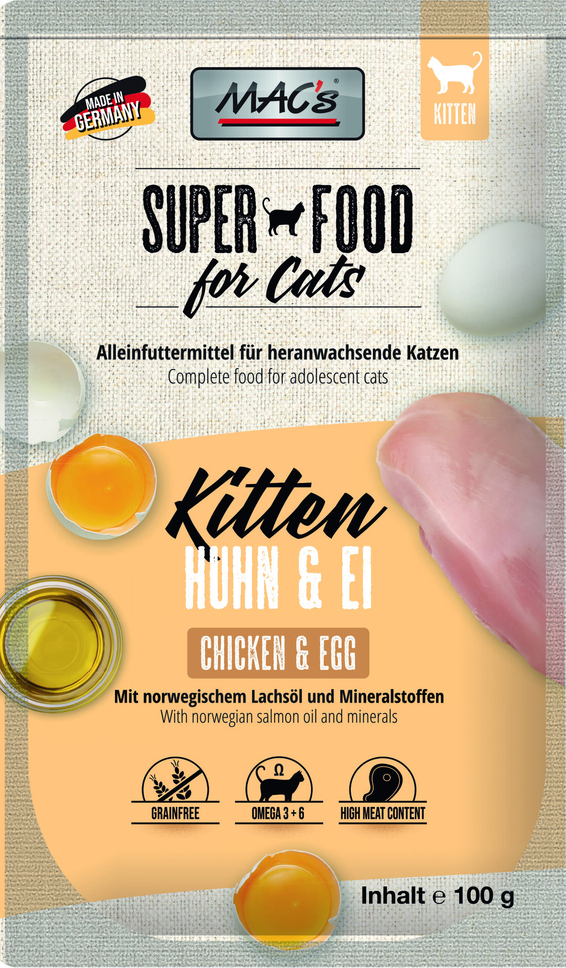 Mac's s Kitten Chicken Egg - пауч за подрастващи котки с пиле и яйца