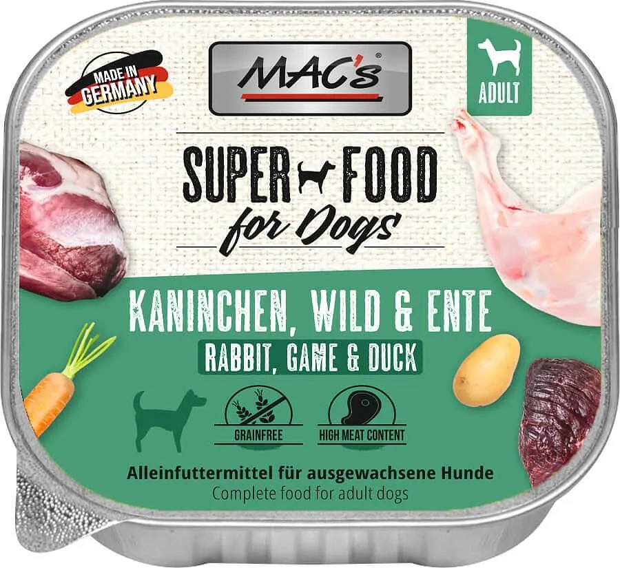 Mac's s Dog Adult Rabbit Game Duck - пастет за кучета със заек, дивеч и патица