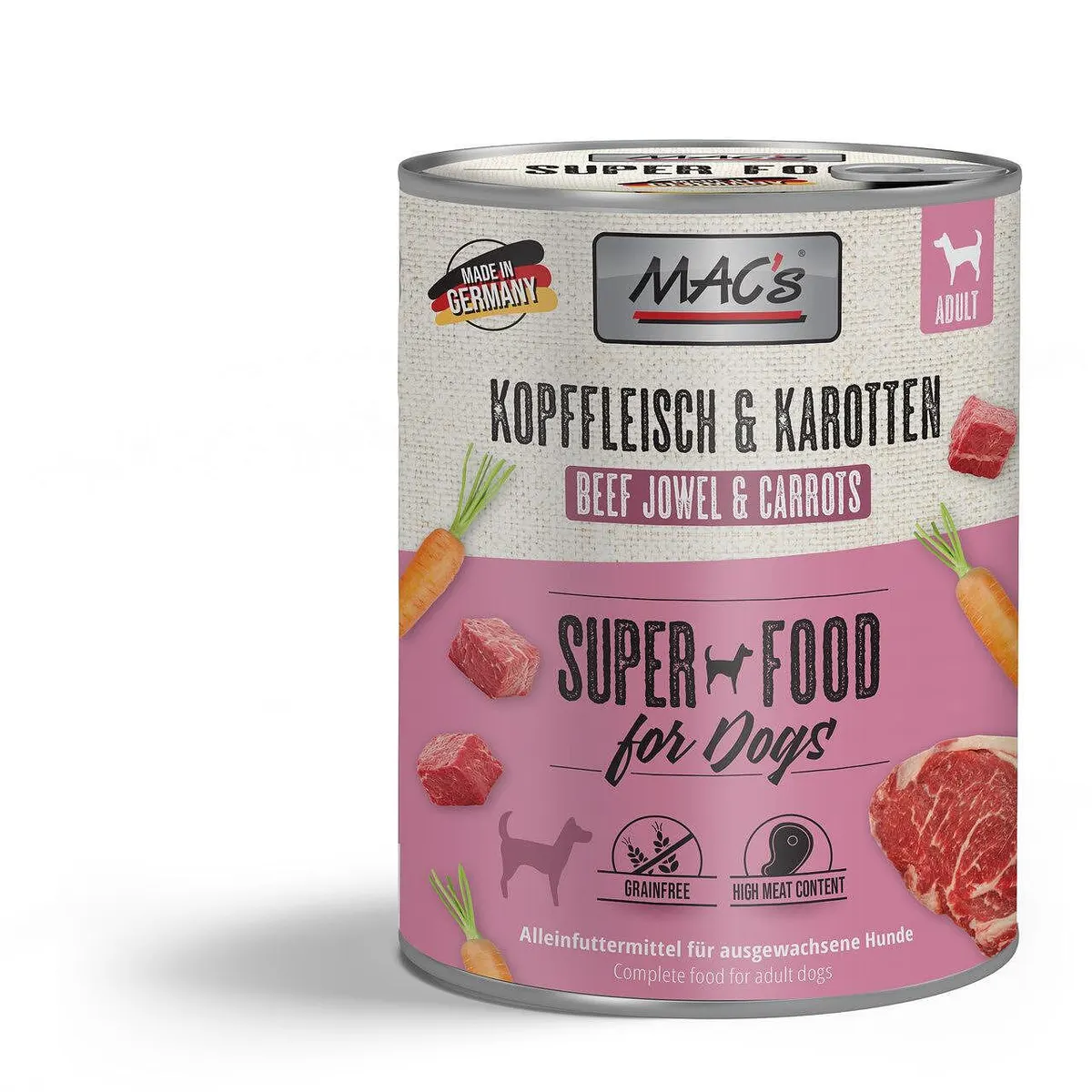 Mac's s Dog Adult Beef Jowel Carrots - храна за кучета с говеждо от врат и моркови