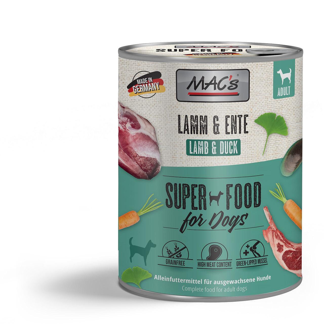 Mac's s Dog Adult Lamb Duck - храна за кучета с агне, патица и моркови, 3 бр. х 800 гр.