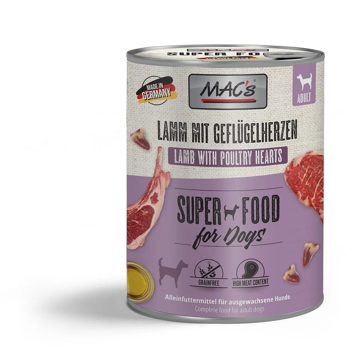 Mac's s Dog Adult Lamb Poultry Hearts - храна за кучета с агне и пилешки сърца