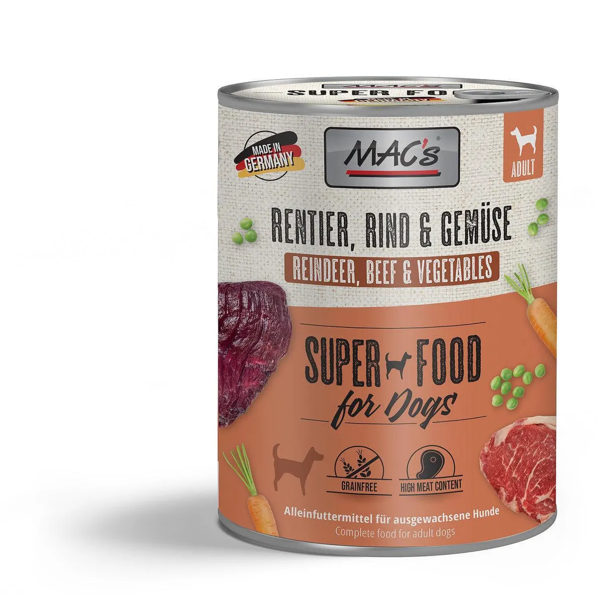 Mac's s Dog Adult Reindeer Beef Vegetables - храна за кучета със северен елен, говеждо и зеленчуци