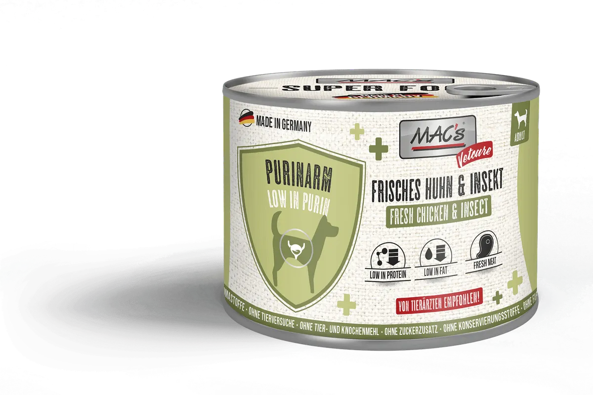 Mac's s Dog VetCare Chicken Insect - храна за кучета с ниско съдържание на пурин с пиле и насекоми