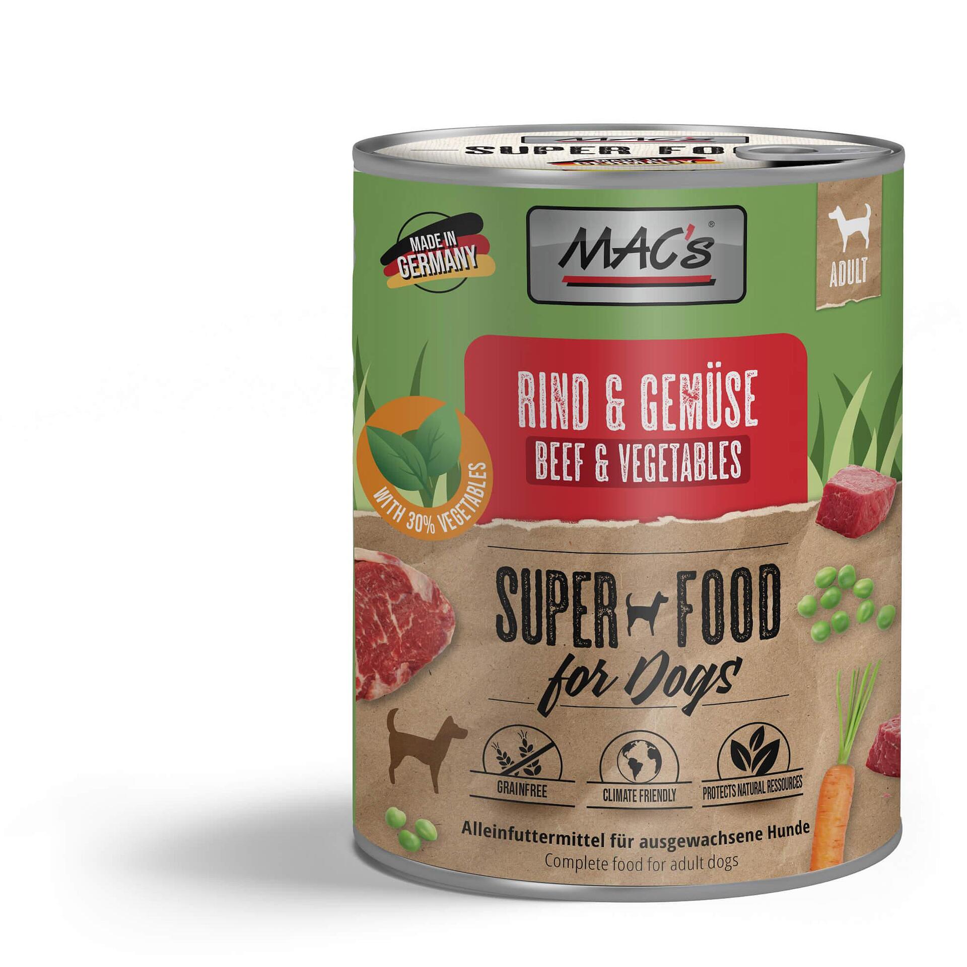 Mac's s Dog Adult Beef Vegetables - храна за кучета с телешко и зеленчуци, 3 бр. х 800 гр.