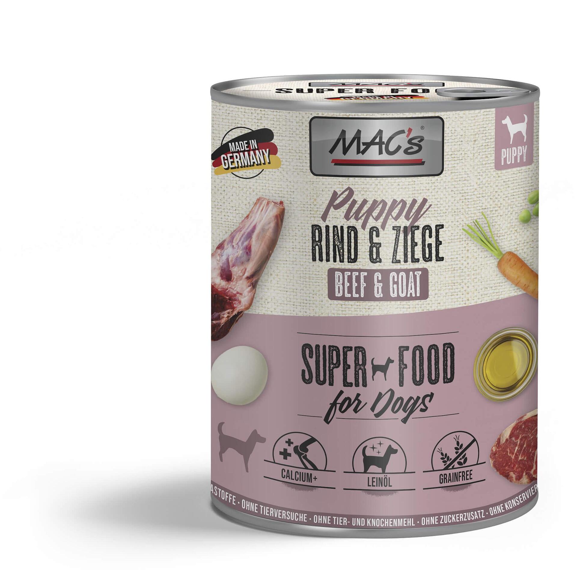 Mac's s Puppy Beef Goat - храна за подрастващи кучета с говеждо и козе месо, 3 бр. х 800 гр.