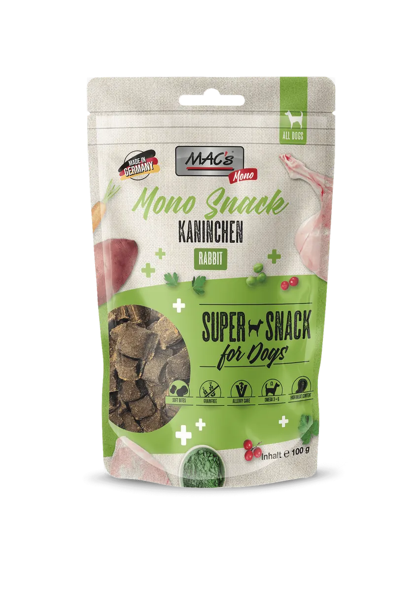 Mac's s Monoprotein Rabbit VetCare - меко лакомство със заешко месо 80%, арония и червена боровинка