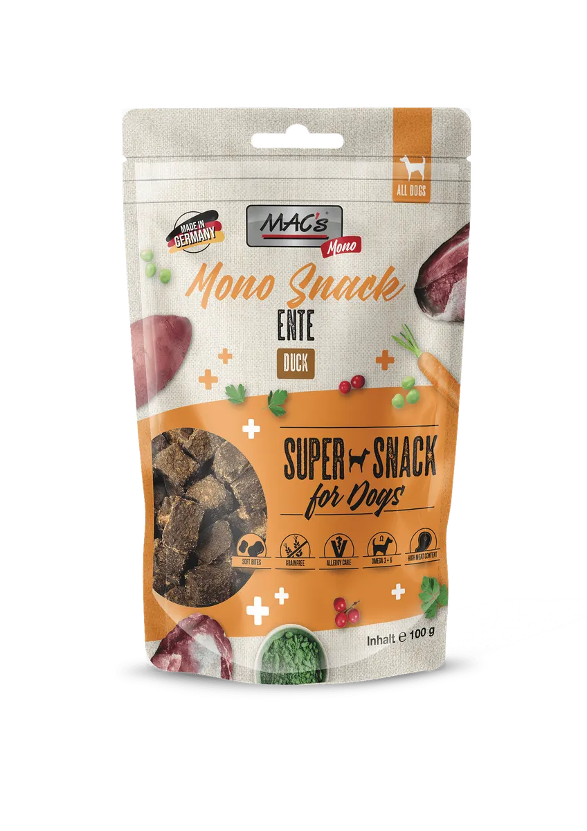 Mac's s Monoprotein Duck VetCare - меко лакомство с патешко месо 80%, сладък картоф и арония