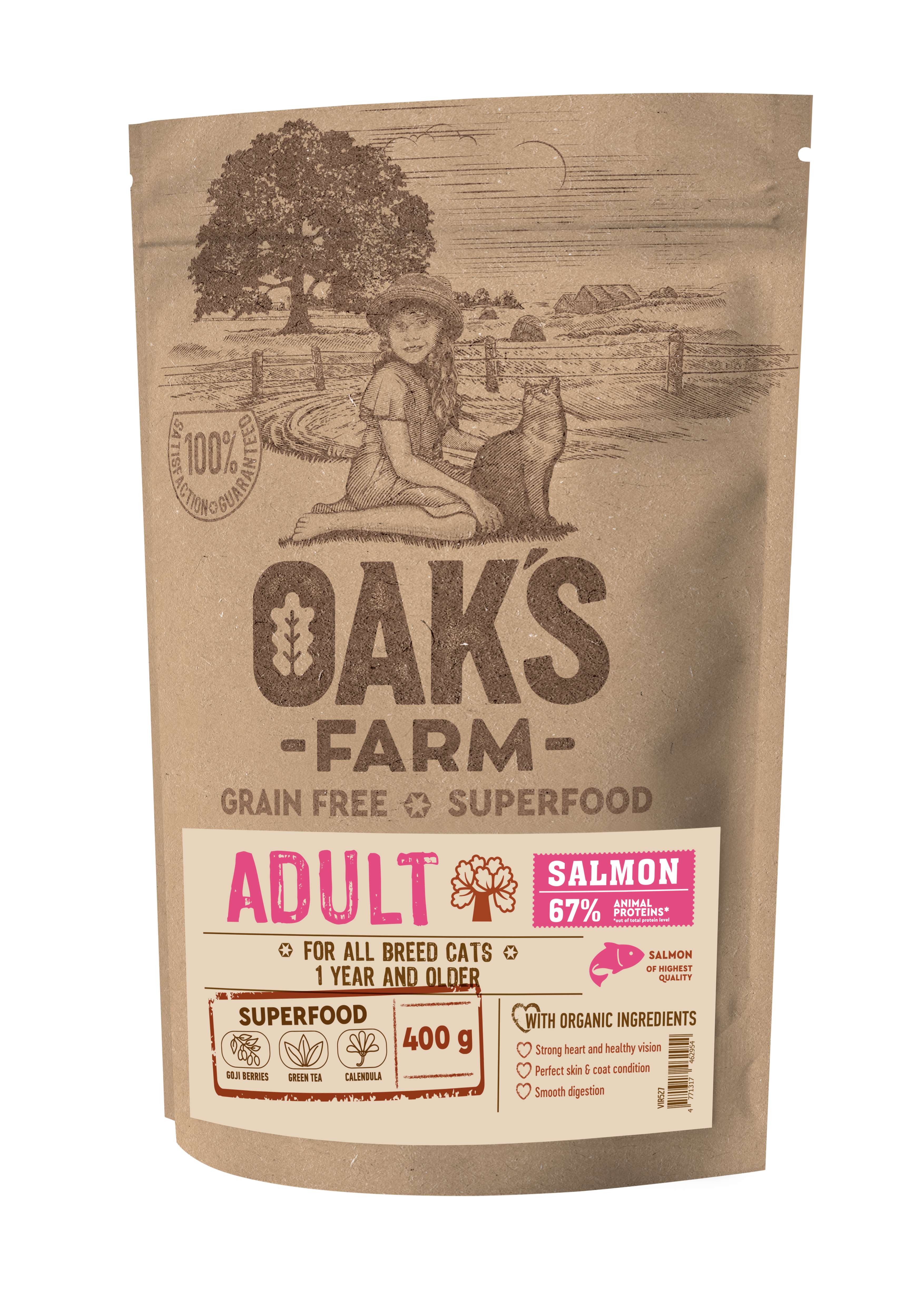 Oak's Farm Adult Cat Salmon - храна за котки със сьомга