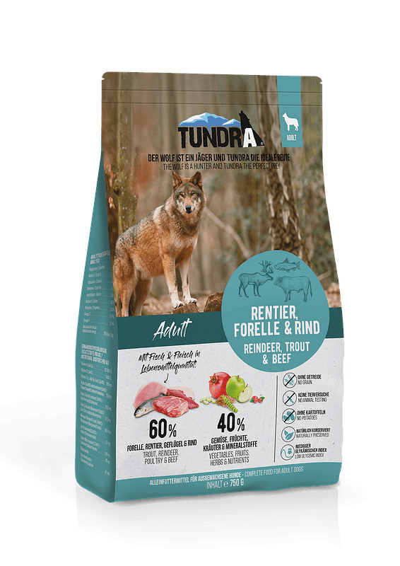 Tundra Adult Reindeer, Trout, Beef - храна за кучета всички породи с елен, пъстърва и говеждо