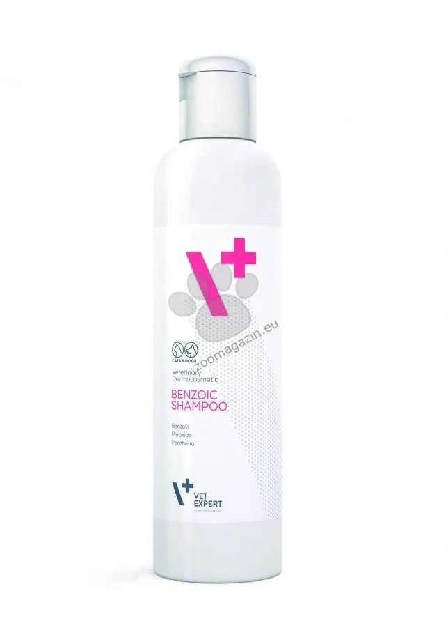 Vet Expert Benzoic Shampoo - дермокозметичен шампоан за кучета и котки с мазна или склонна към омазняване кожа, и козина
