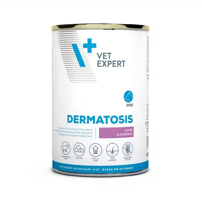 Vet Expert Dog Dermatosis Lamb Pumpkin - консерва за кучета с дерматологични заболявания и хранителни непоносимости, с агне и тиква