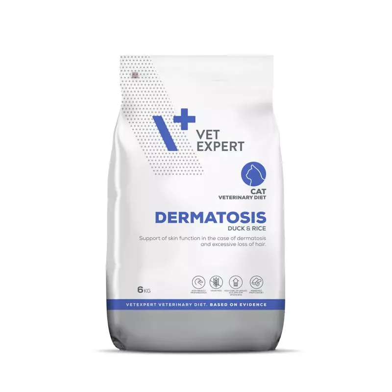 Vet Expert Cat Dermatosis Duck Rice - храна за котки с дерматологични заболявания и непоносимост към храни, с патица и ориз