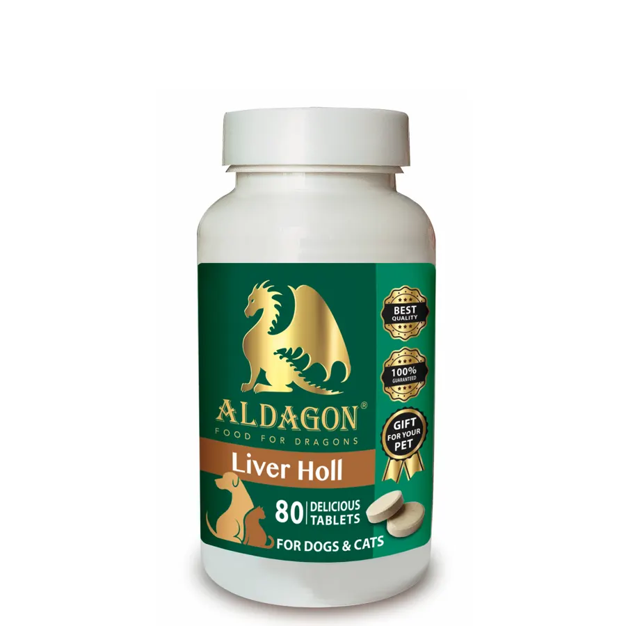 ALDAGON LIVER HOLL - хранителна добавка за кучета и котки за здрав черен дроб, детокс, почистване на кръвта, при цироза, хепатит и отравяне