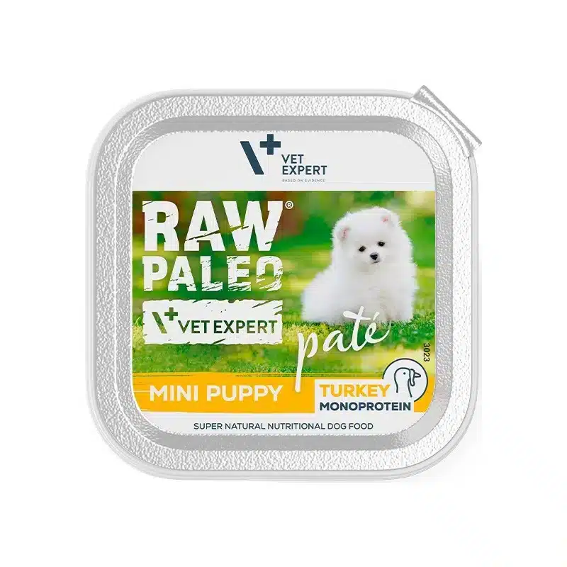 Raw Paleo Puppy Mini Breed Turkey - пастета за подрастващи кучета малки породи с пуйка
