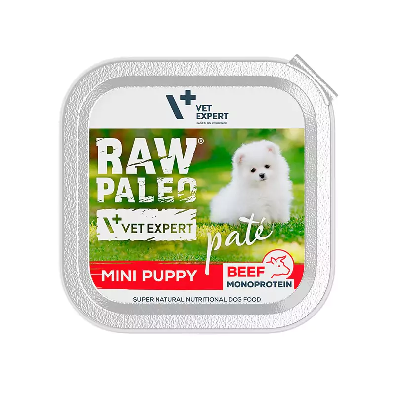 Raw Paleo Puppy Mini Breed Beef - пастет за подрастващи кучета малки породи с говеждо